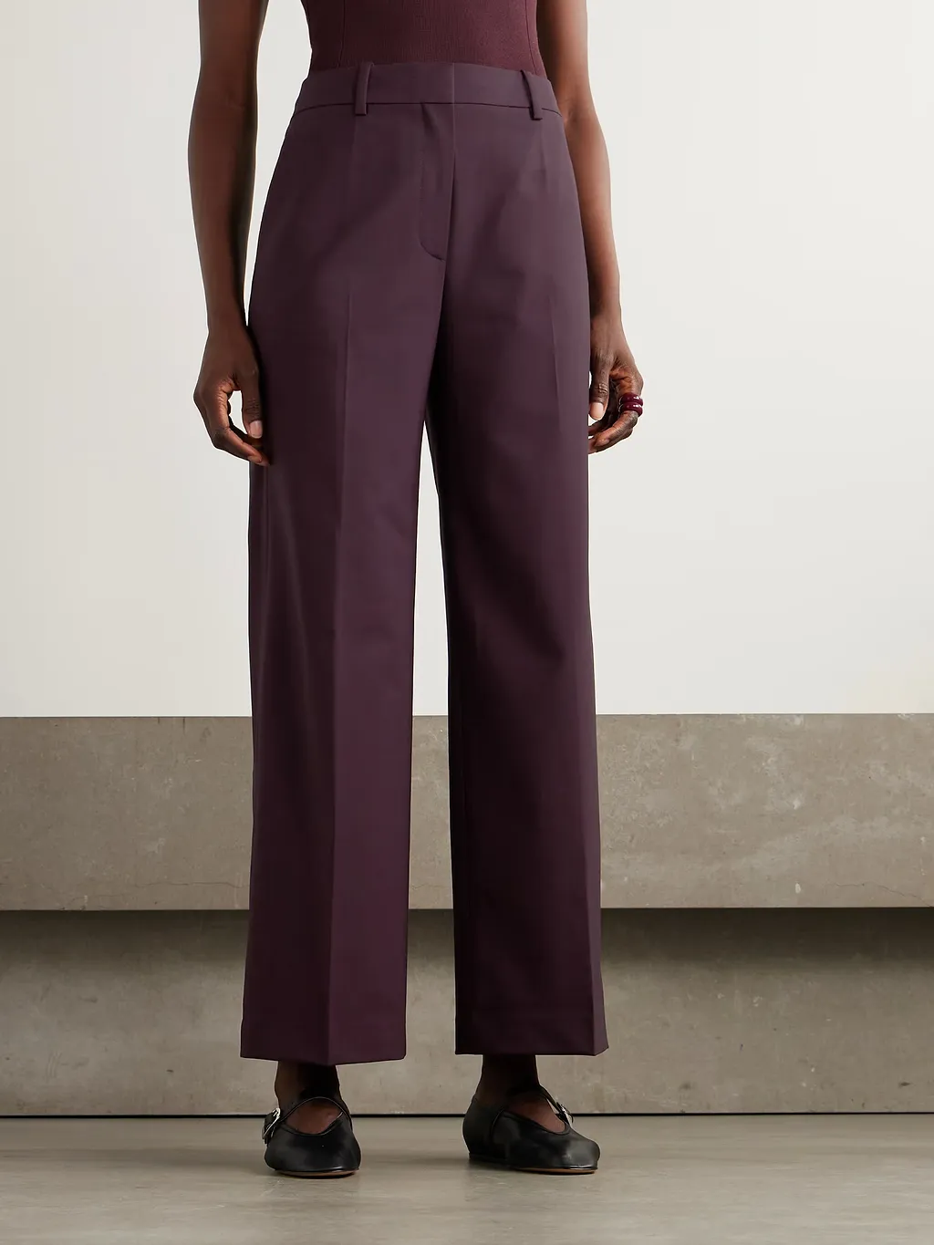 Wool Blend Straight Leg Casual Pants