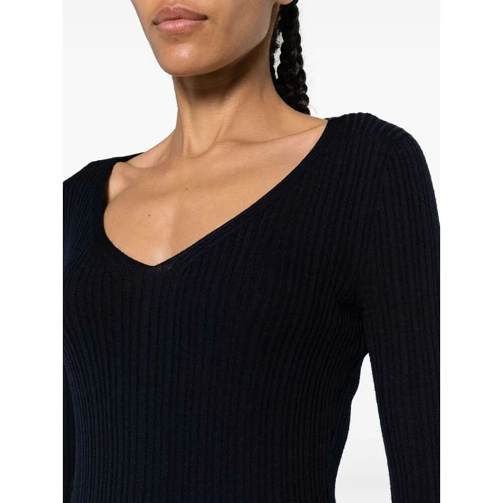 V-Neck Rib Knit Top