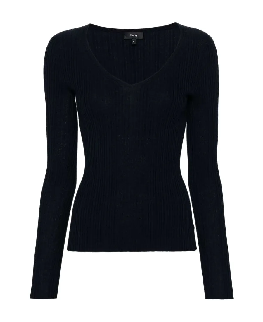 V-Neck Rib Knit Top