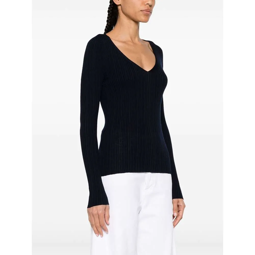 V-Neck Rib Knit Top