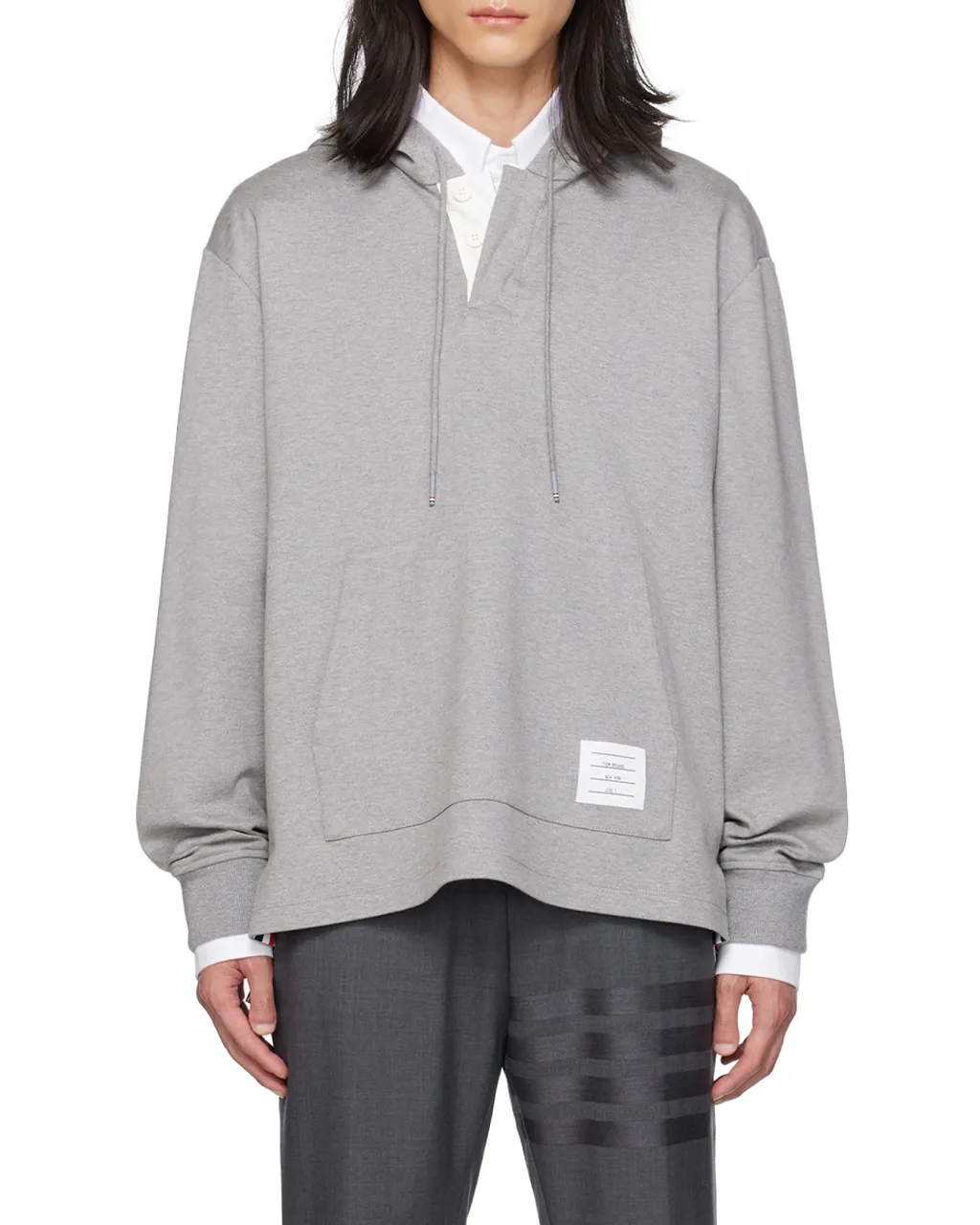 Cotton Long-Sleeve Rugby Hoodie