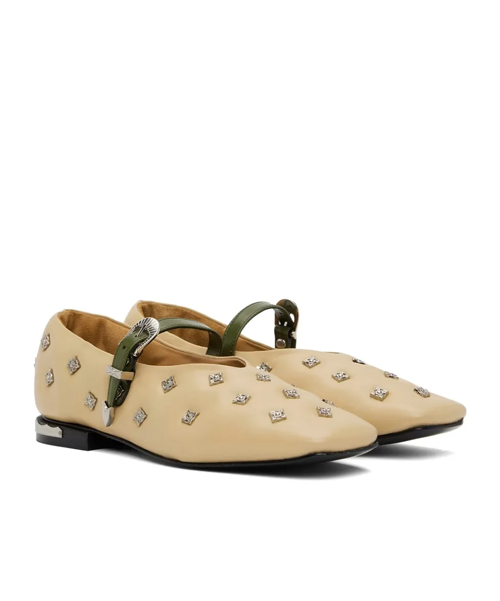Mary Jane Patterned Rivet Flats