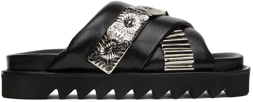 Black Cross-Strap Sandals