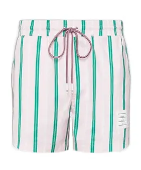 Drawstring Striped Printed Swim Trunks