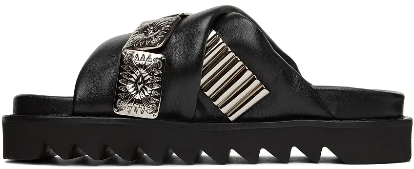 Black Cross-Strap Sandals