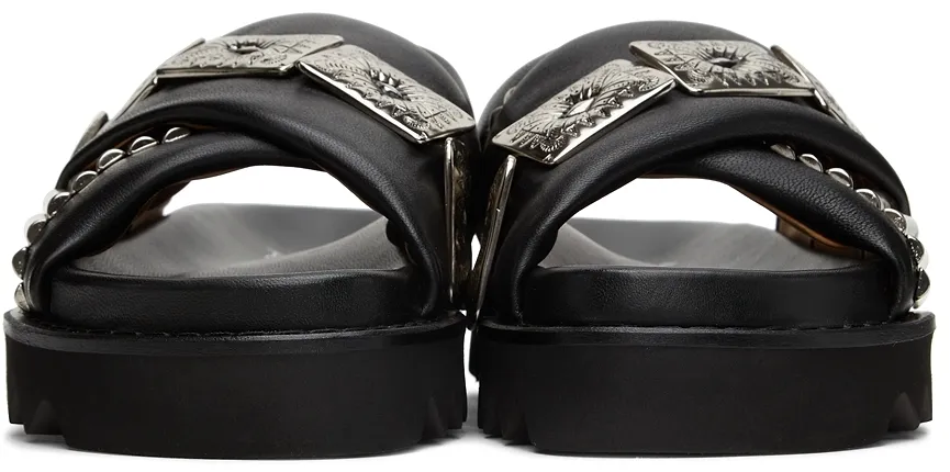 Black Cross-Strap Sandals