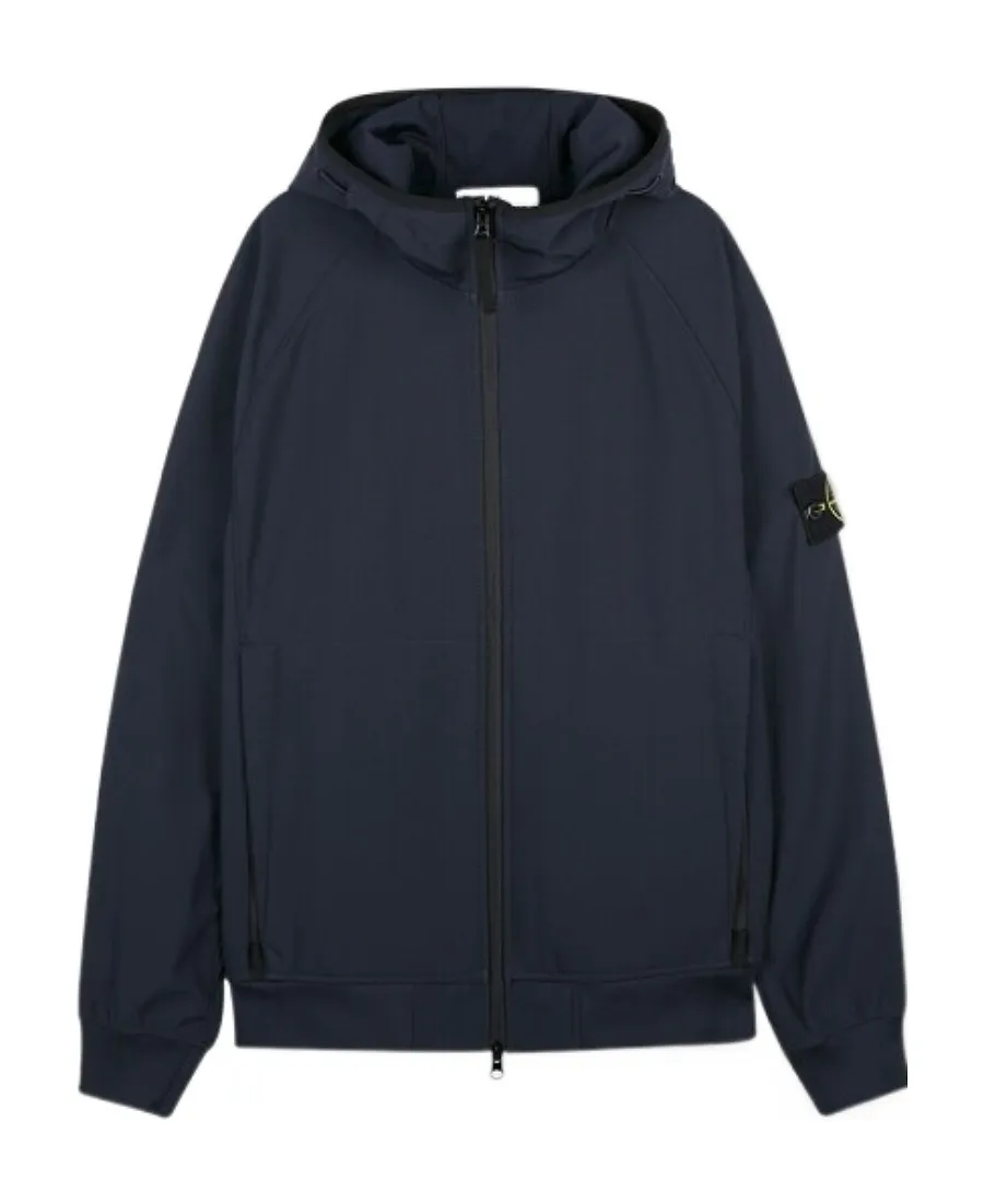 Stone Island Logo Patch Zip-Up Hooded Jacket