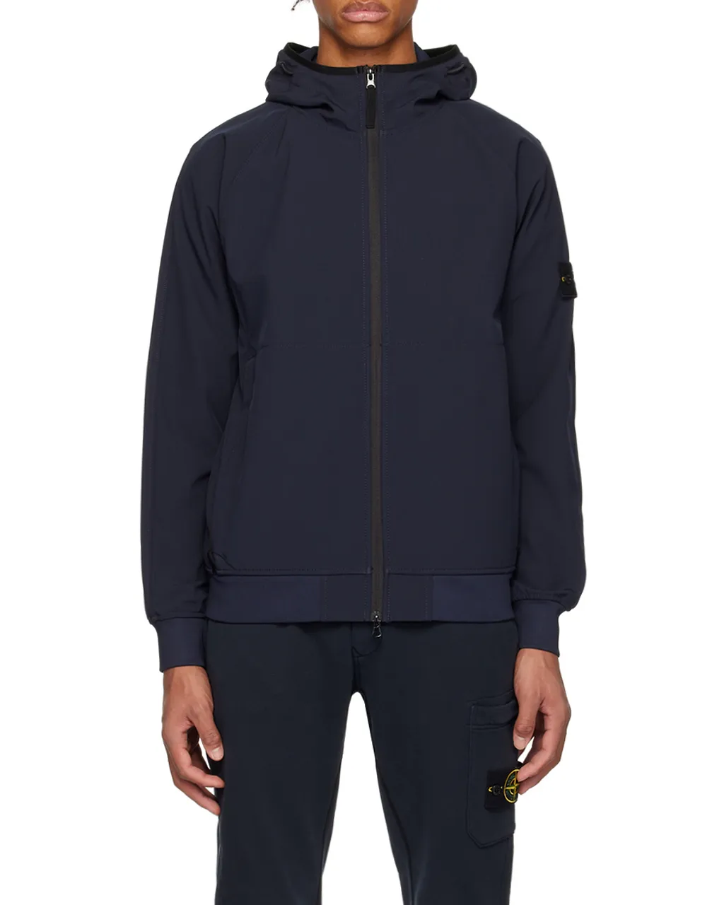 Stone Island Logo Patch Zip-Up Hooded Jacket