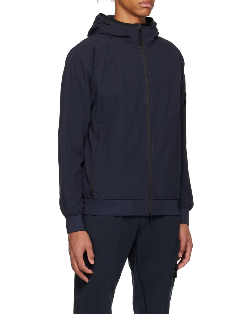 Stone Island Logo Patch Zip-Up Hooded Jacket