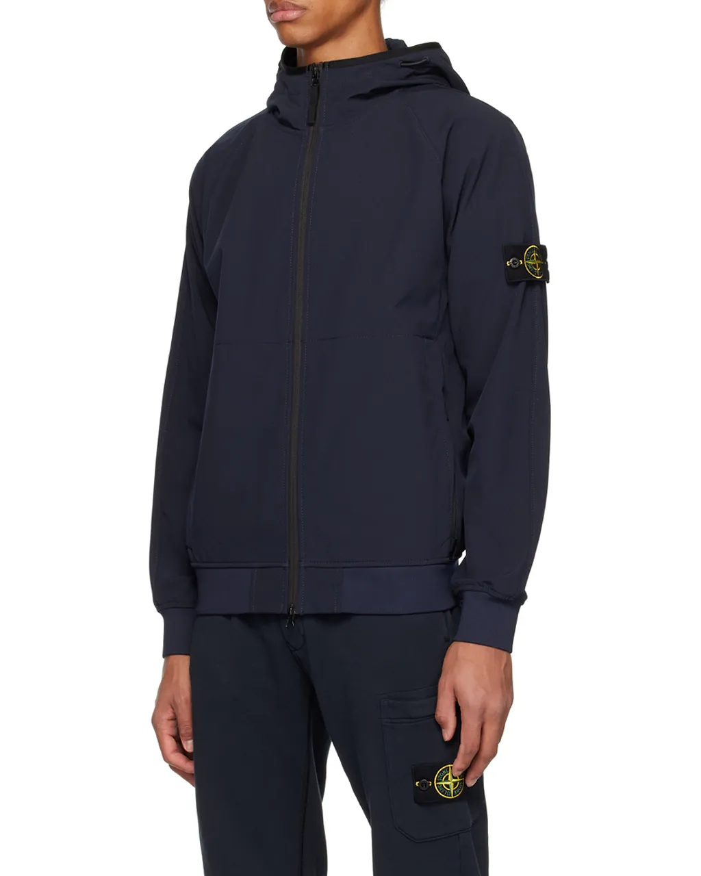 Stone Island Logo Patch Zip-Up Hooded Jacket