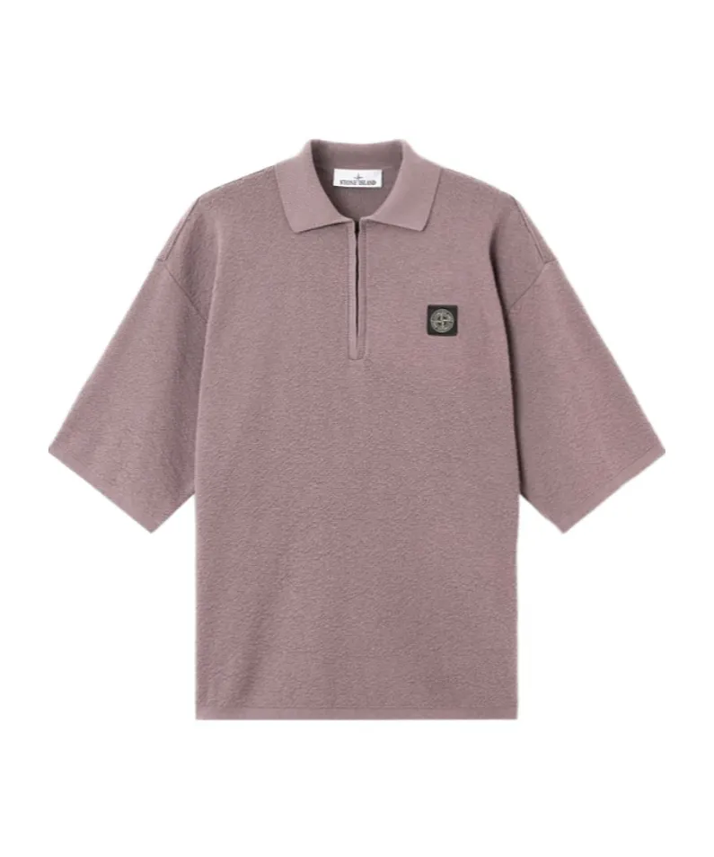 Stone Island Logo Patch Zip-Detailed Polo Shirt