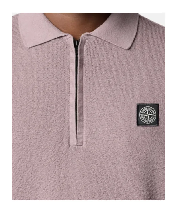 Stone Island Logo Patch Zip-Detailed Polo Shirt