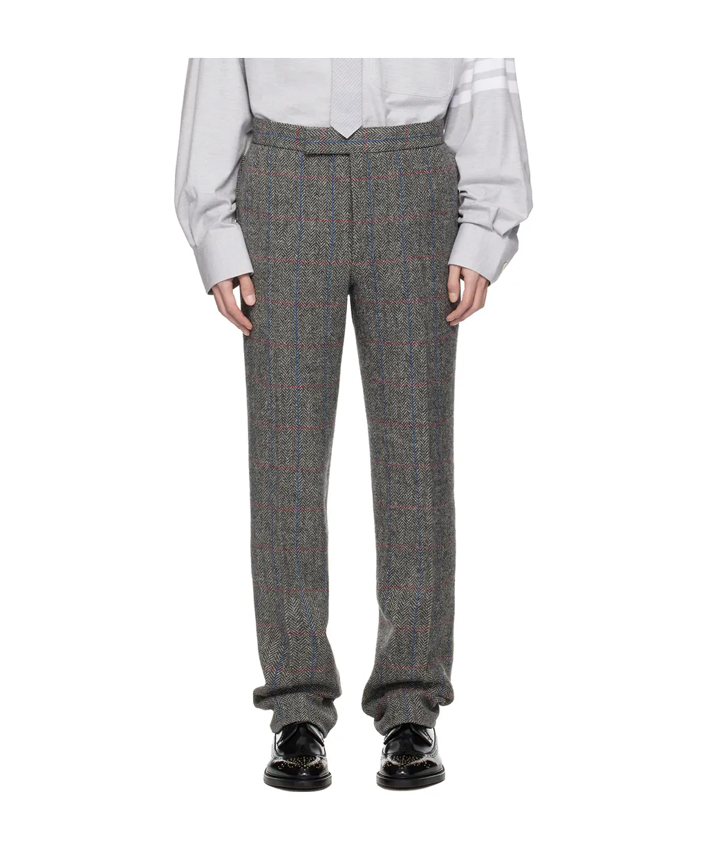 Herringbone-Check Cuffed Trousers