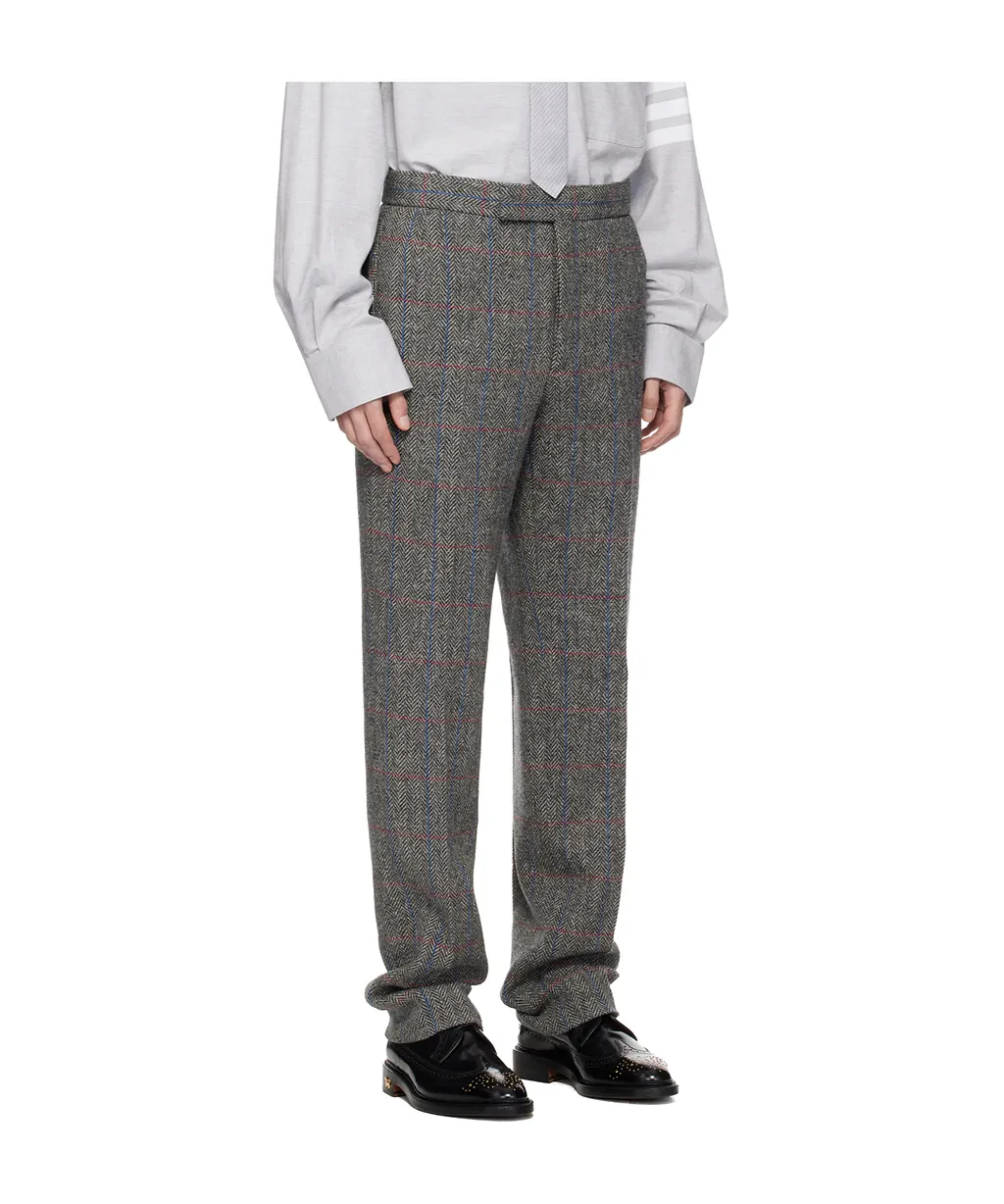 Herringbone-Check Cuffed Trousers