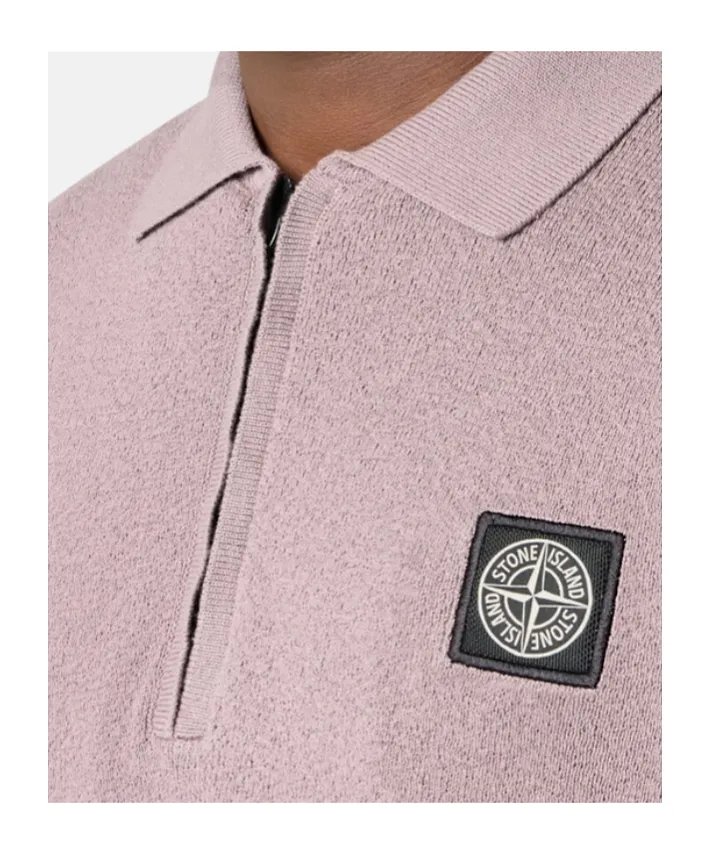 Stone Island Logo Patch Zip-Detailed Polo Shirt