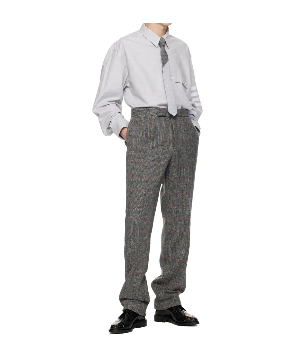Herringbone-Check Cuffed Trousers