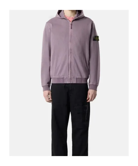 Stone Island Logo Patch Zip-Up Hoodie