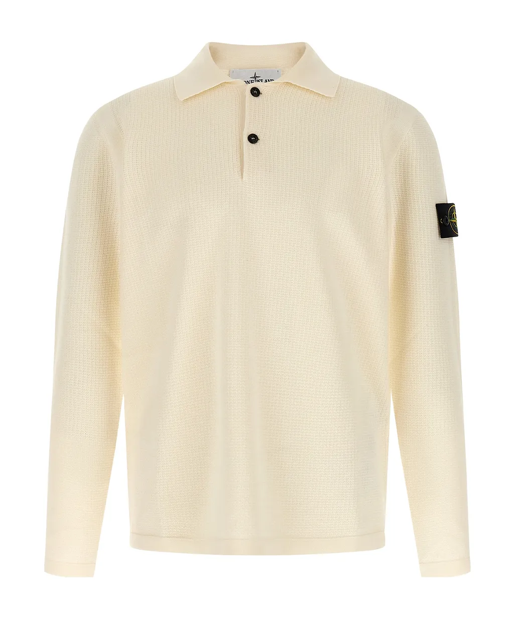 Stone Island Long-Sleeve Knit Polo Shirt