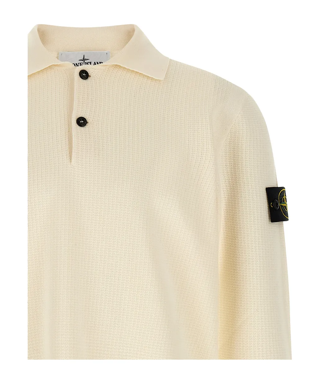 Stone Island Long-Sleeve Knit Polo Shirt