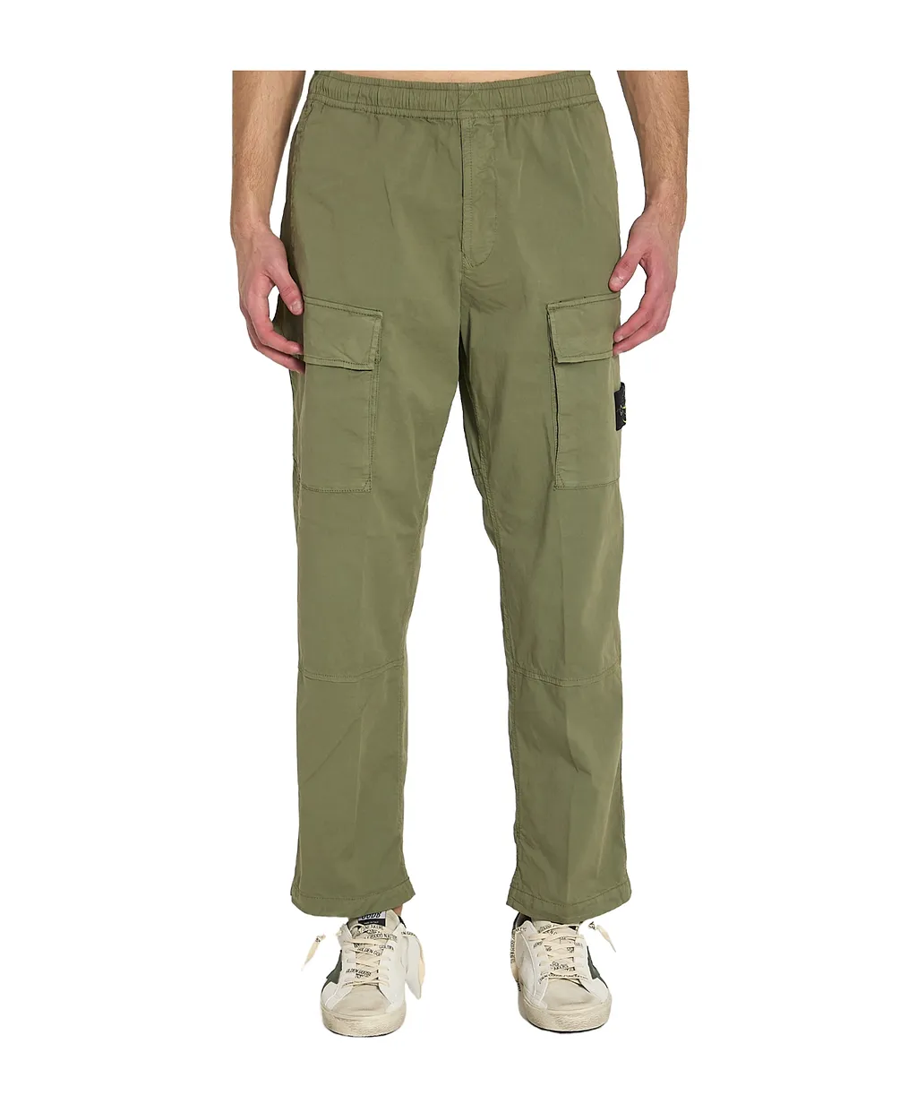 Stone Island Logo Patch Loose Cargo Pants
