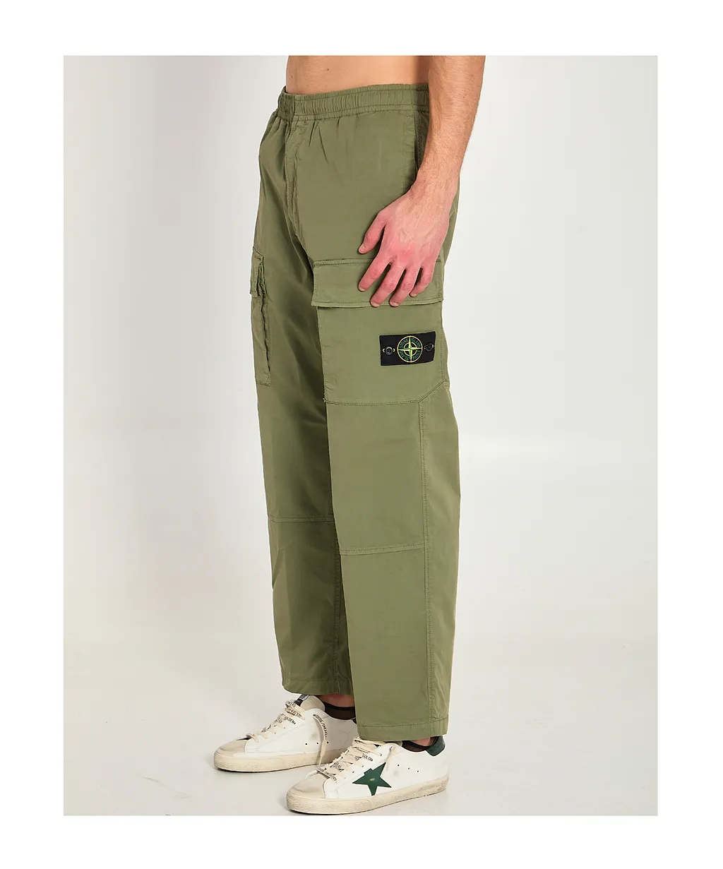 Stone Island Logo Patch Loose Cargo Pants