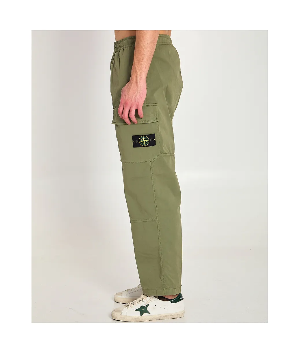 Stone Island Logo Patch Loose Cargo Pants
