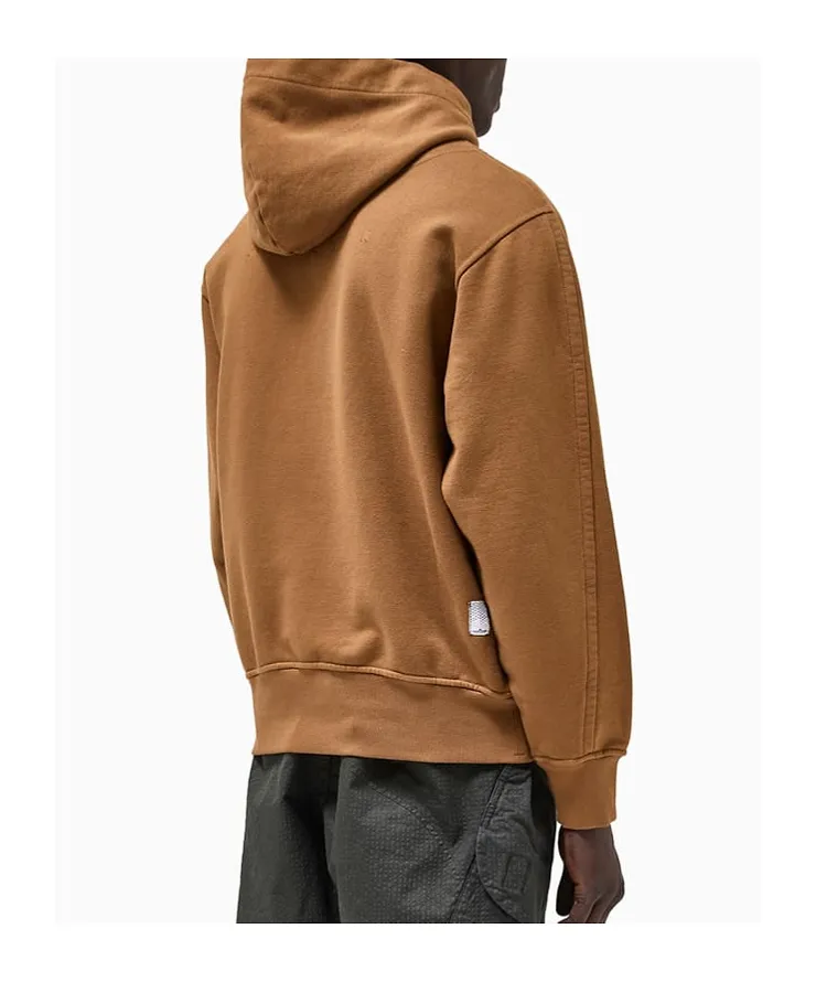 Plain Logo-Patch Cotton Hoodie