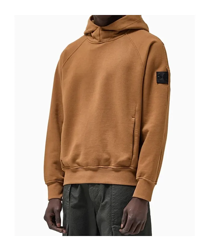 Plain Logo-Patch Cotton Hoodie
