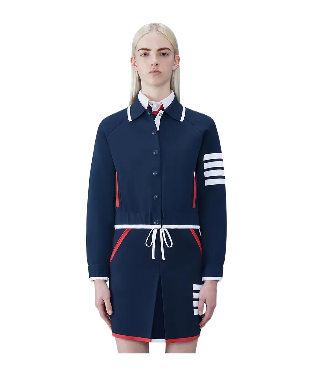 Thom Browne 4-Bar Striped Button-Up Jacket