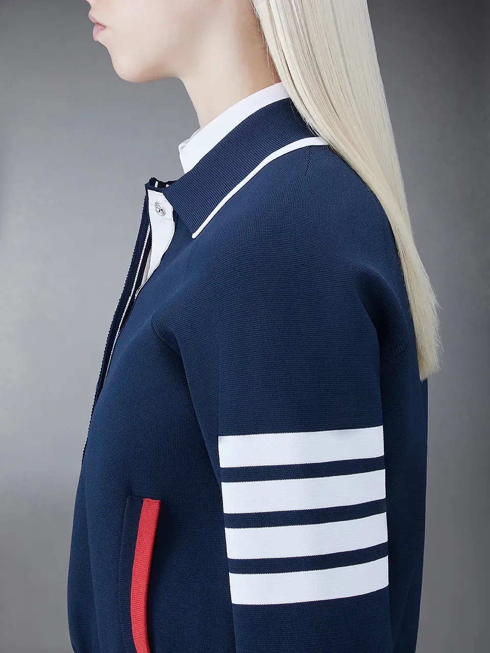 Thom Browne 4-Bar Striped Button-Up Jacket