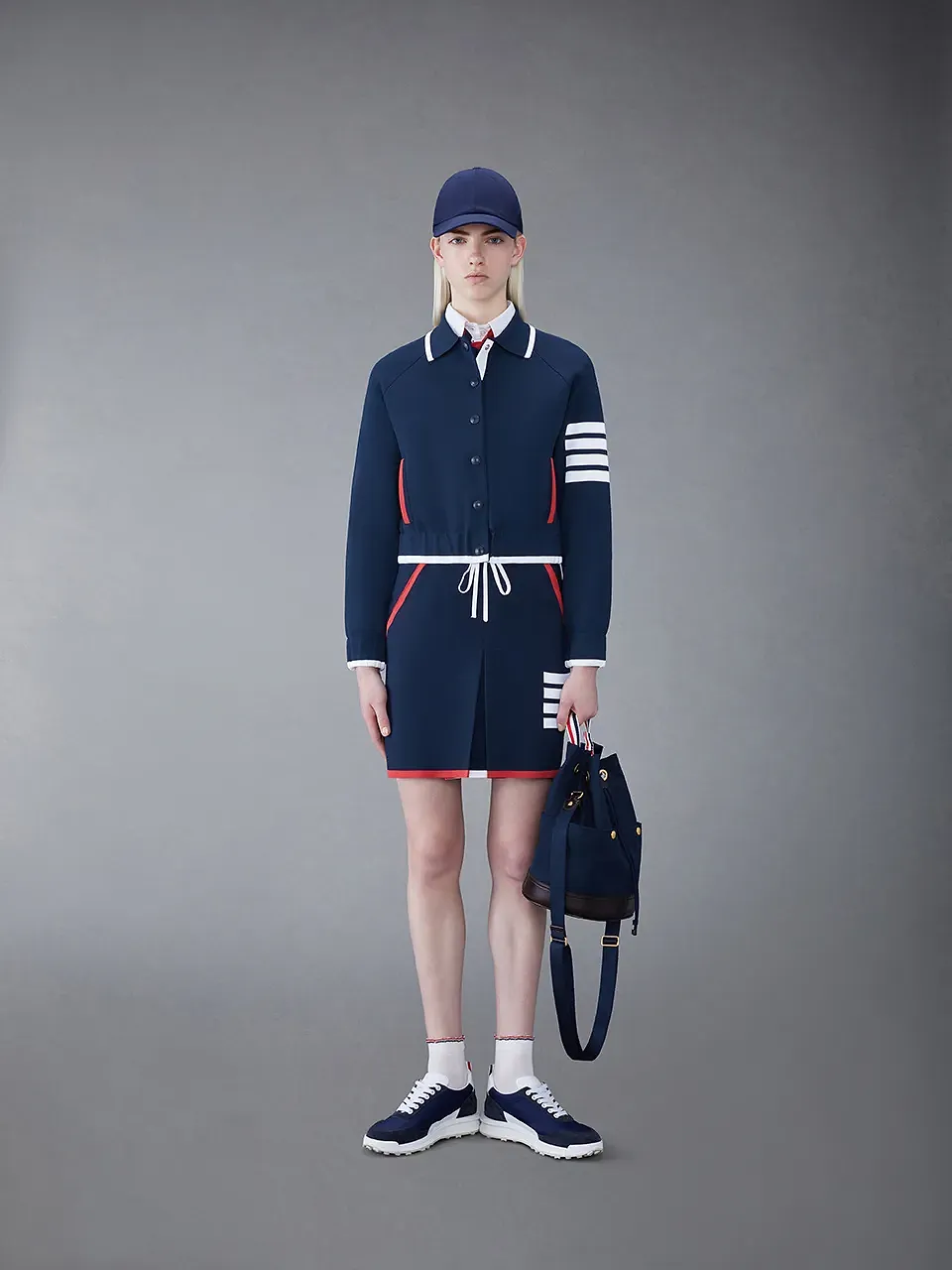 Thom Browne 4-Bar Striped Button-Up Jacket