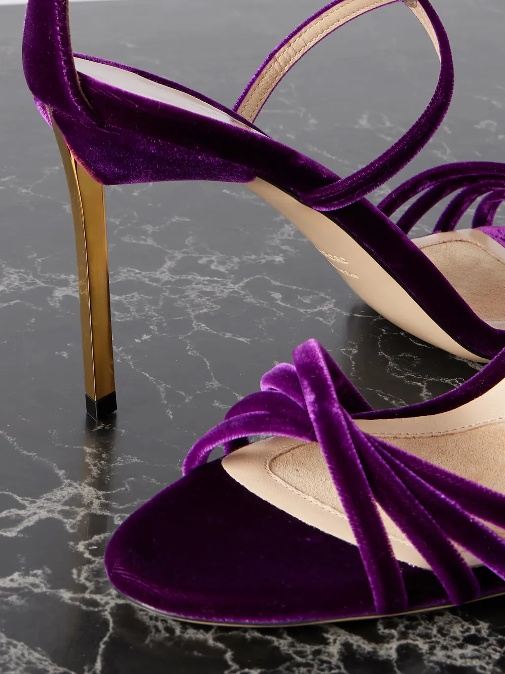 Ida Velvet High-Heeled Sandals