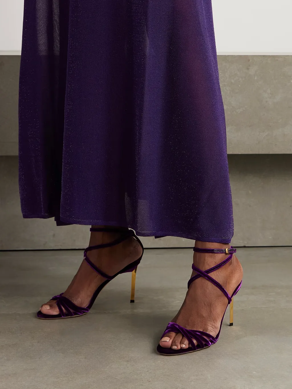 Ida Velvet High-Heeled Sandals