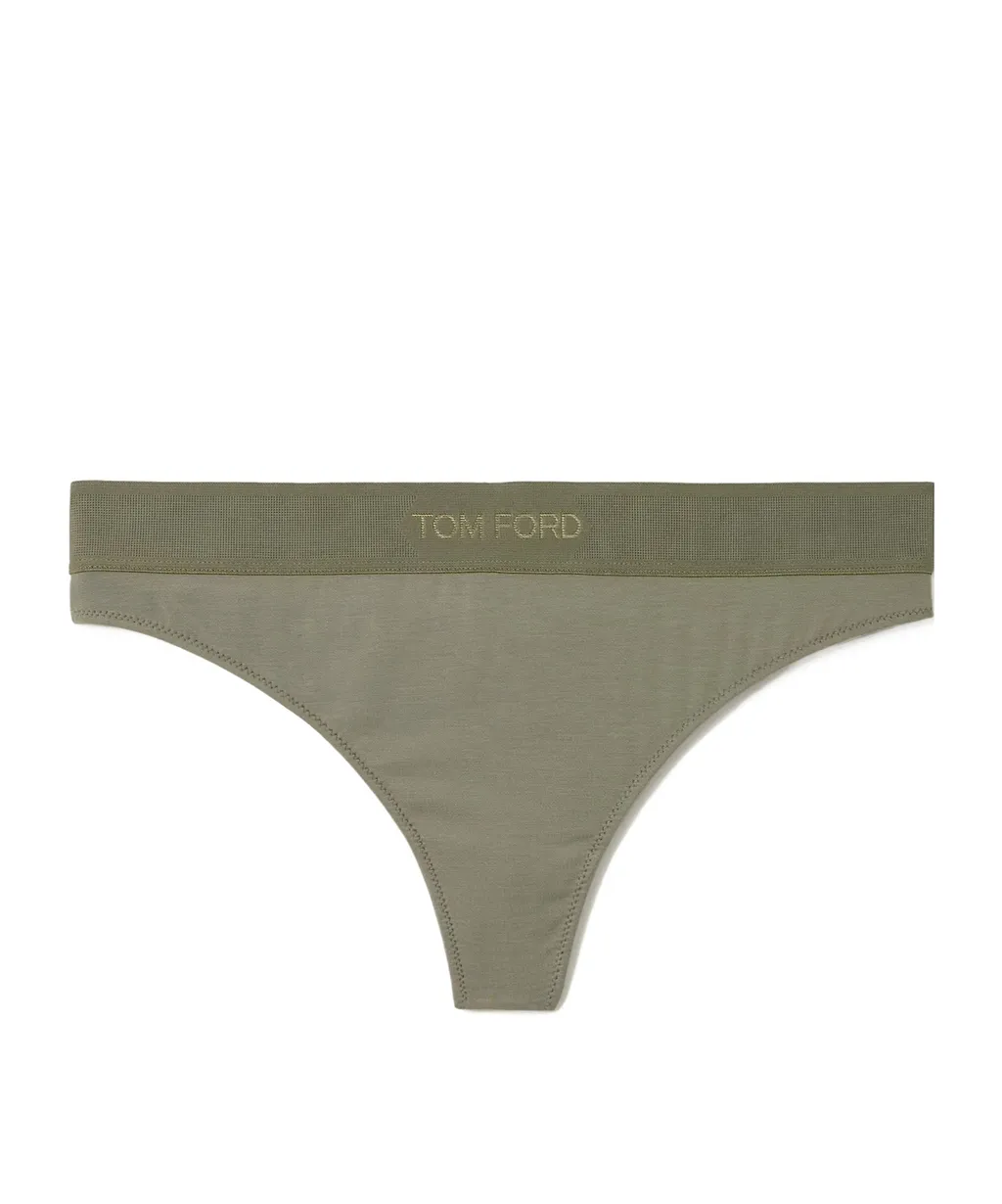Logo-Embroidered Thong