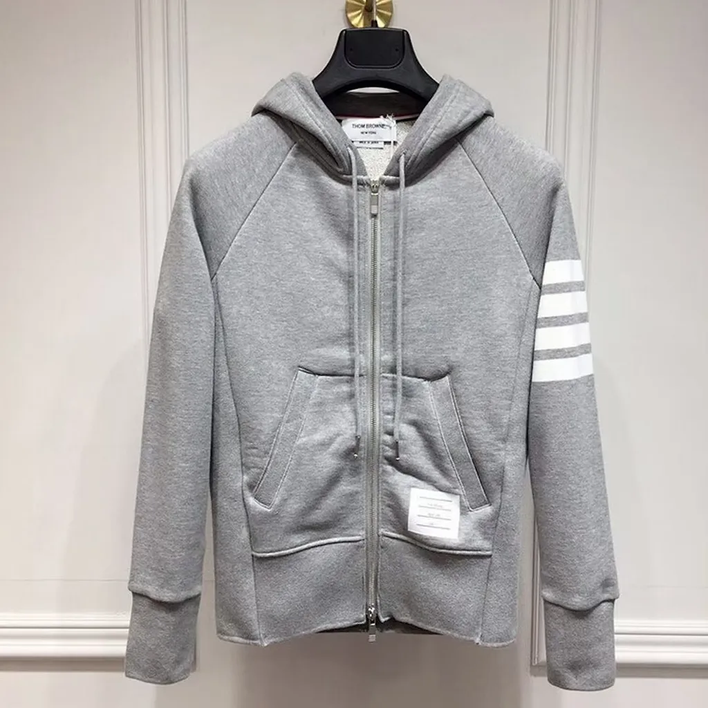 Thom Browne Classic Loopback 4-Bar Zip-Up Hoodie