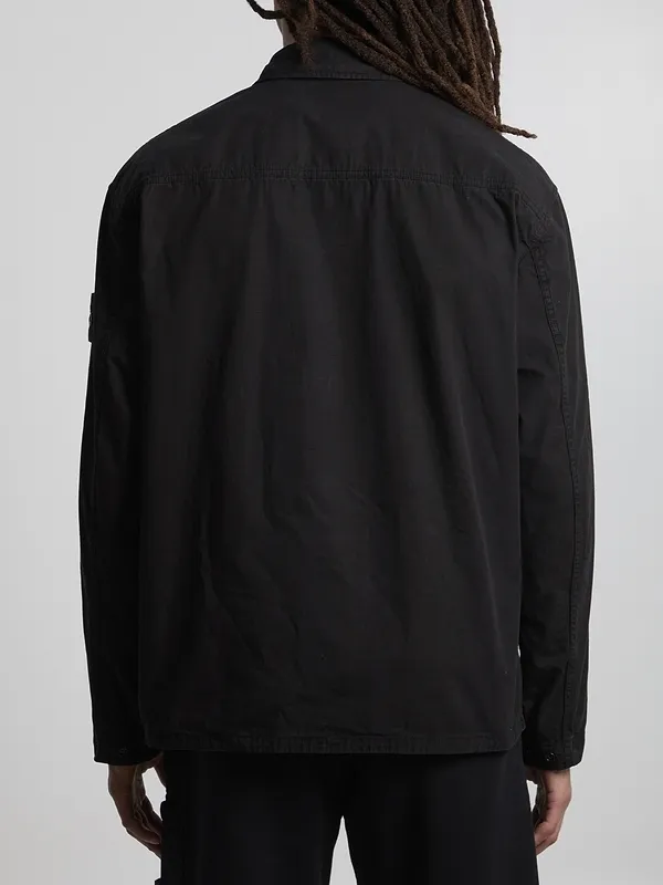 Stone Island Zip-Front Badge Shirt