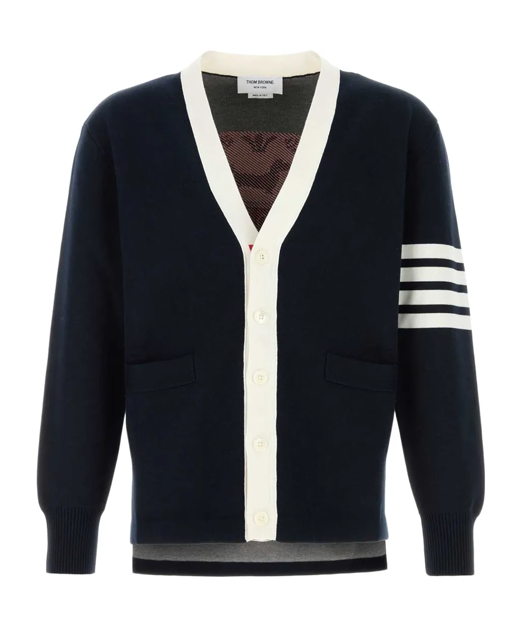 Thom Browne Crest Intarsia V-Neck Cardigan