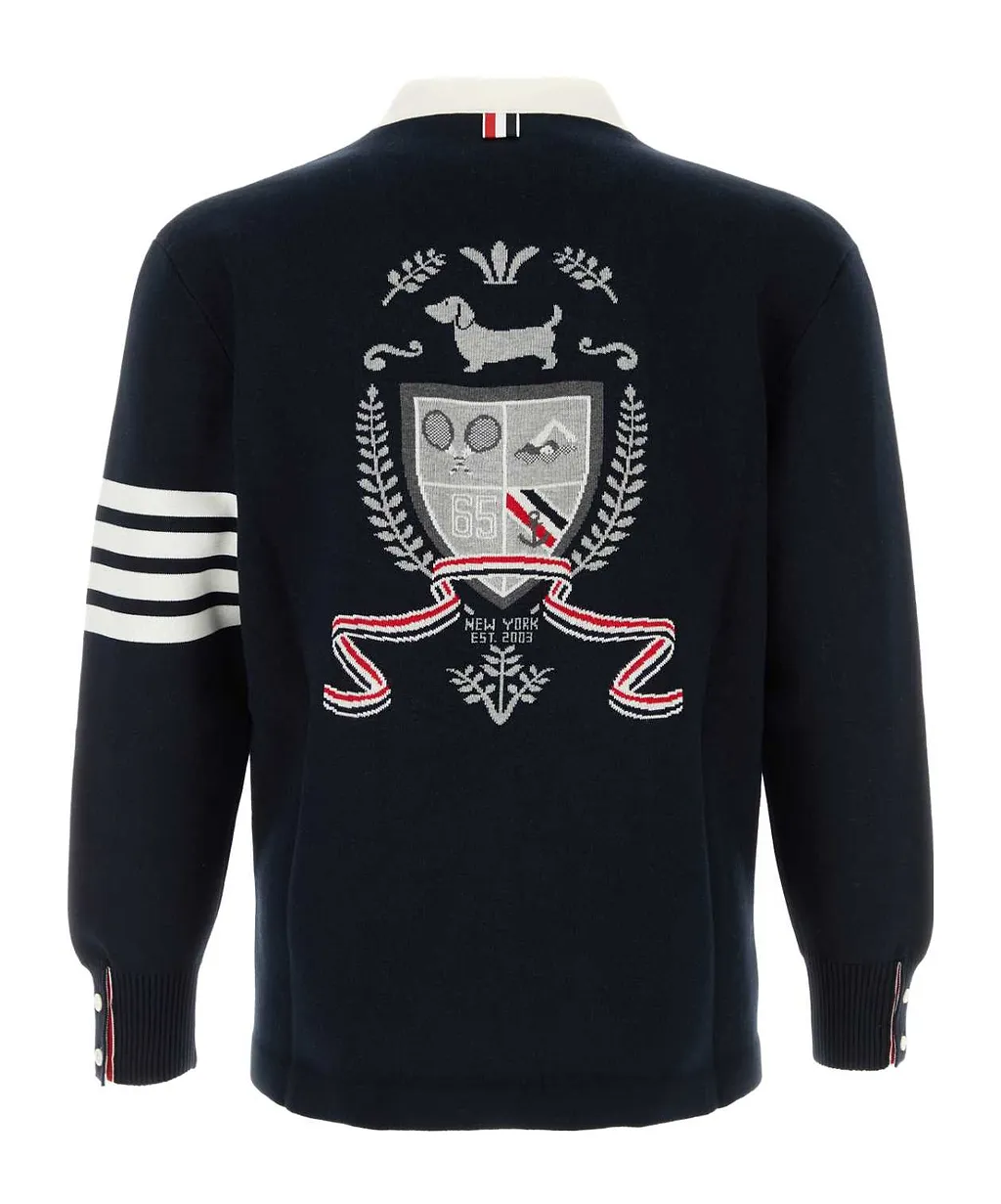 Thom Browne Crest Intarsia V-Neck Cardigan