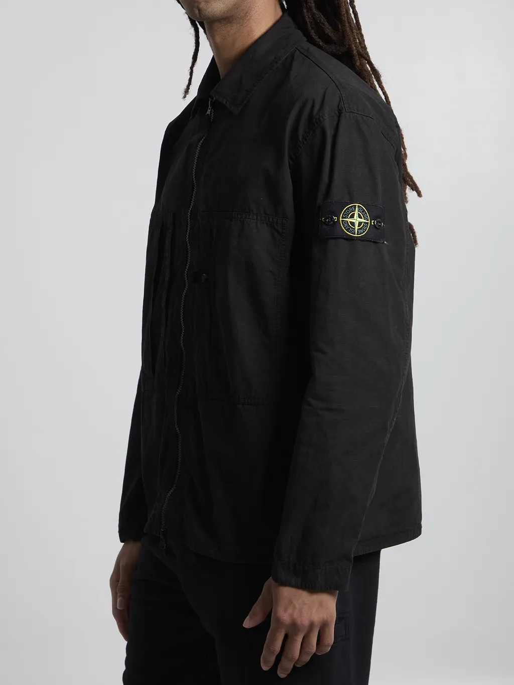 Stone Island Zip-Front Badge Shirt