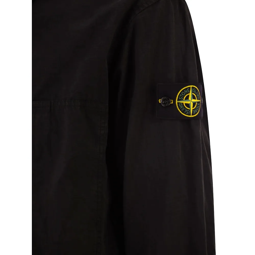 Stone Island Zip-Front Badge Shirt