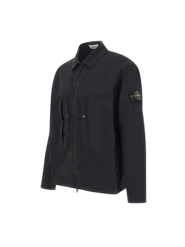 Stone Island Zip-Front Badge Shirt