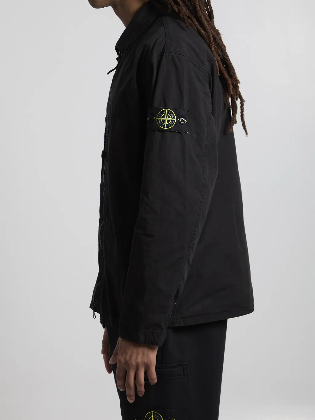 Stone Island Zip-Front Badge Shirt