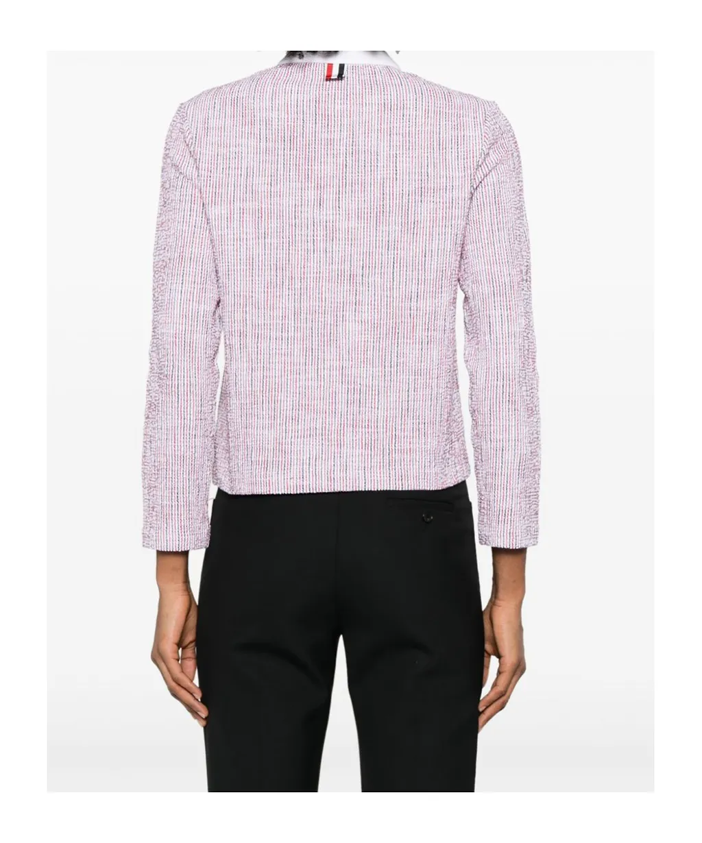 Thom Browne Logo Patch Striped Jacket