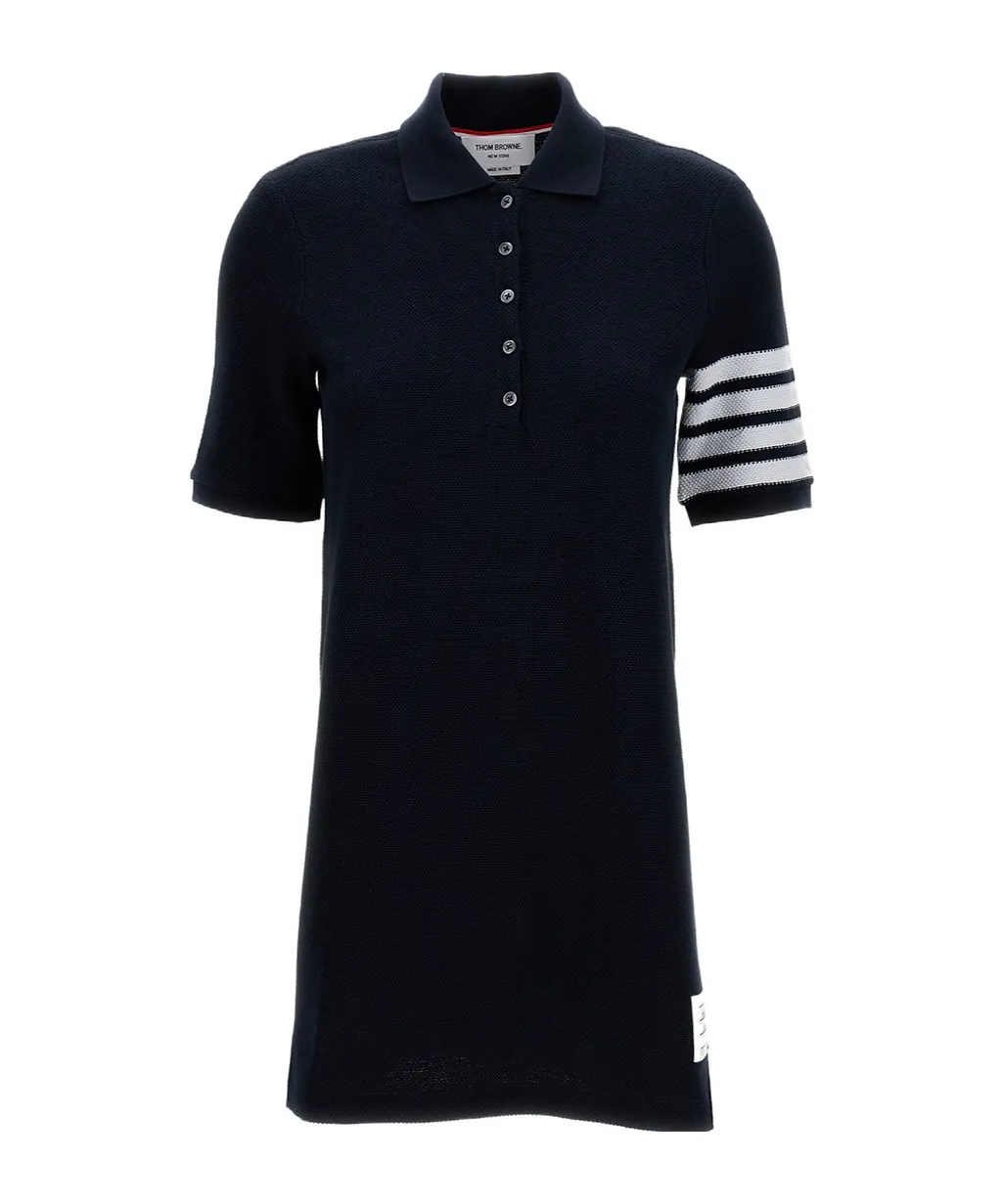 Thom Browne Patch Detail 4-Bar Mini Polo Dress