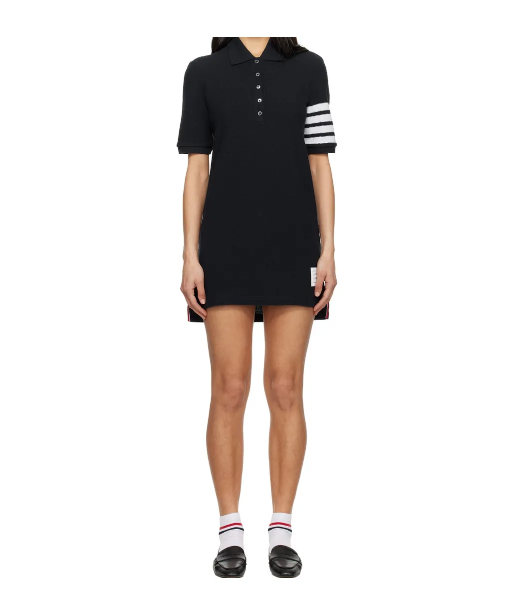 Thom Browne Patch Detail 4-Bar Mini Polo Dress