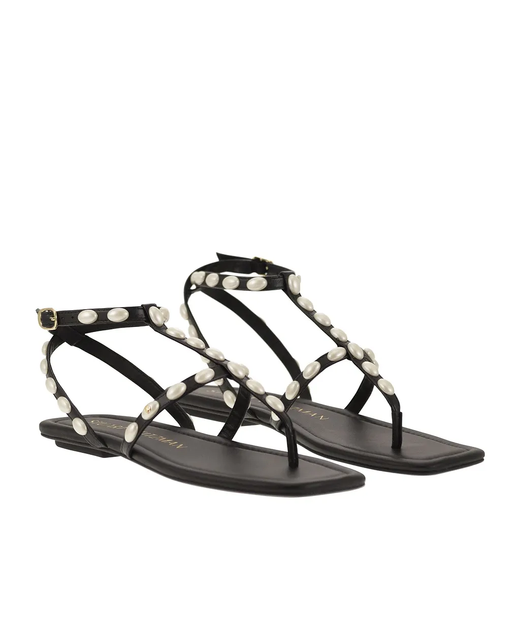 Stuart Weitzman Embellished Pearlita Thong Sandals