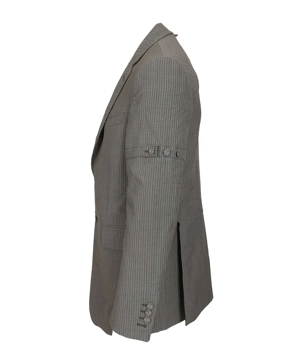 Thom Browne Wide Shoulder Seersucker Blazer