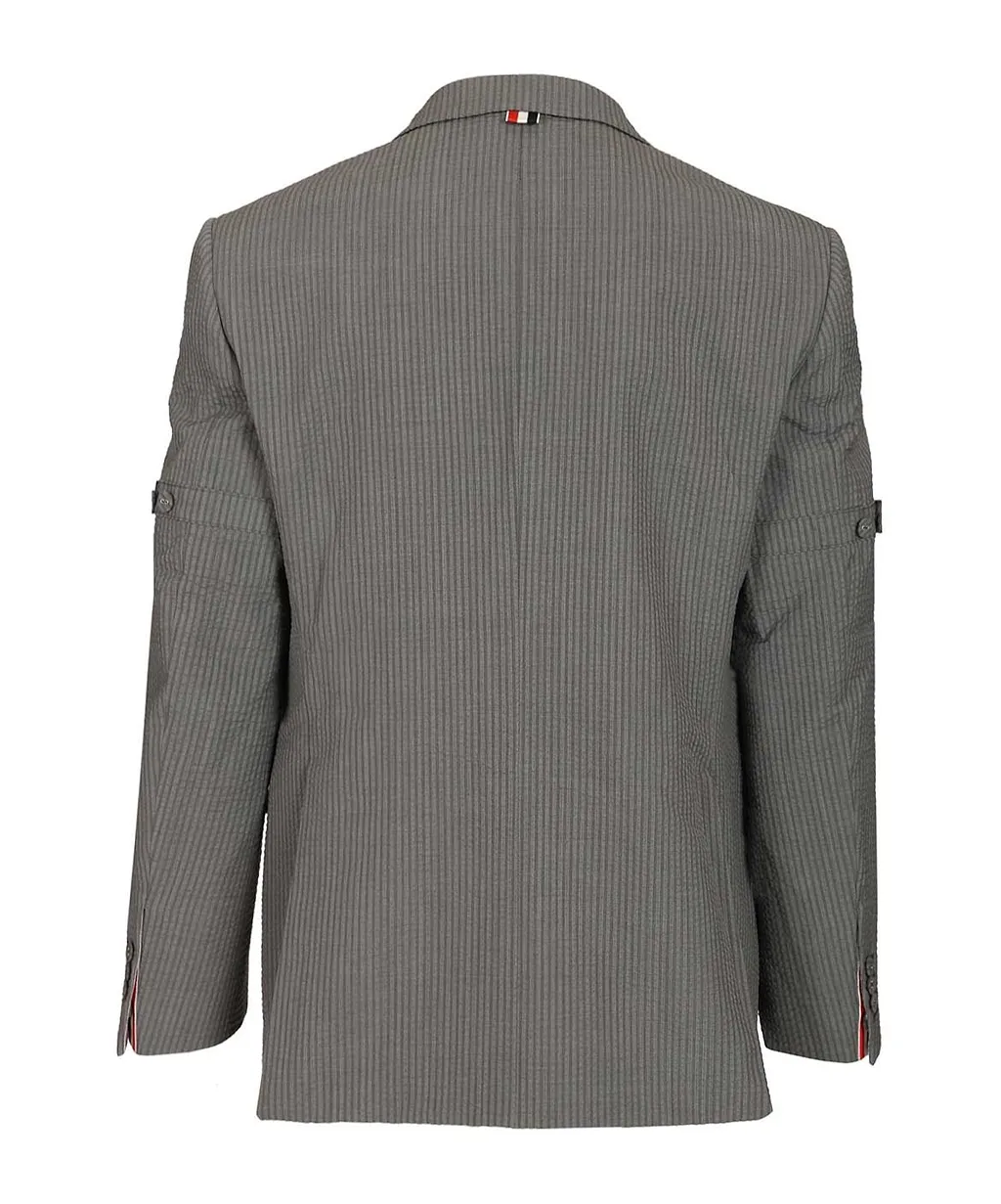 Thom Browne Wide Shoulder Seersucker Blazer