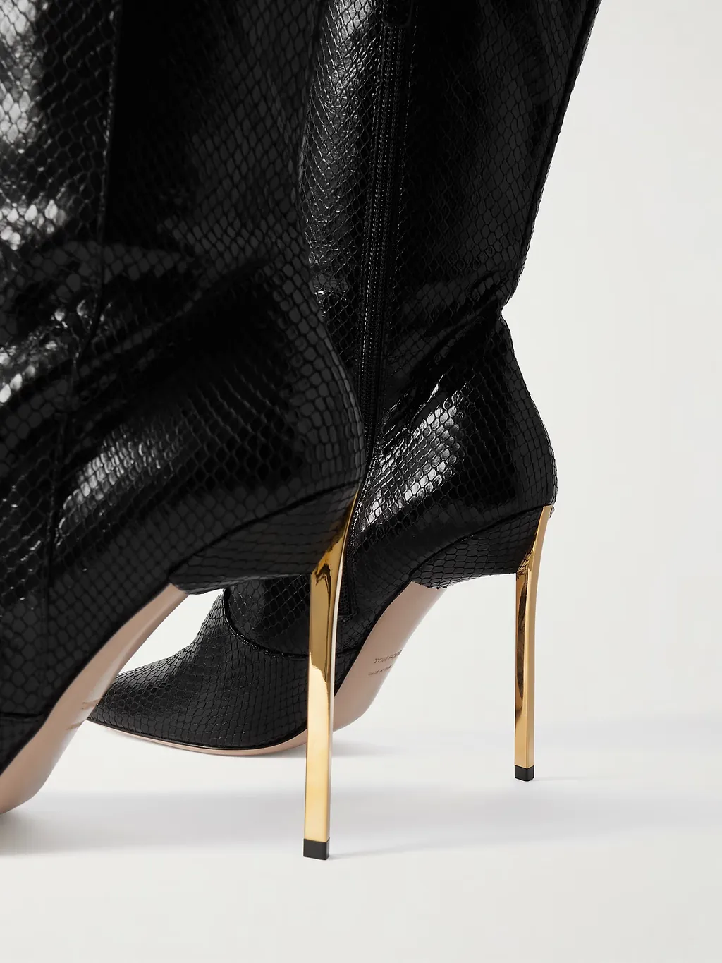 Snake-Print Patent Leather Boots