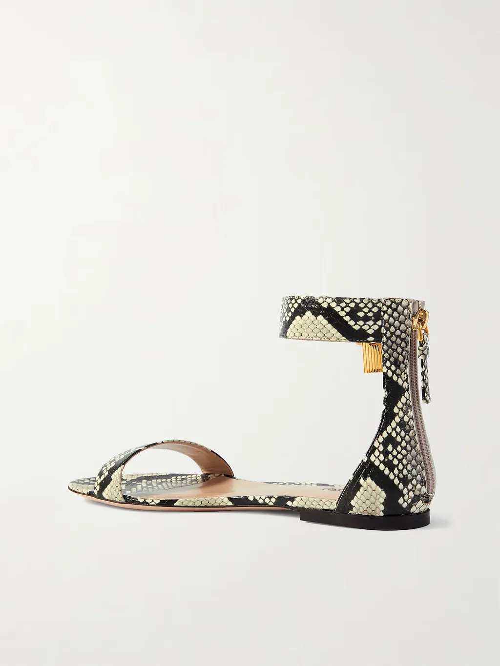 Snake-Print Leather Sandals